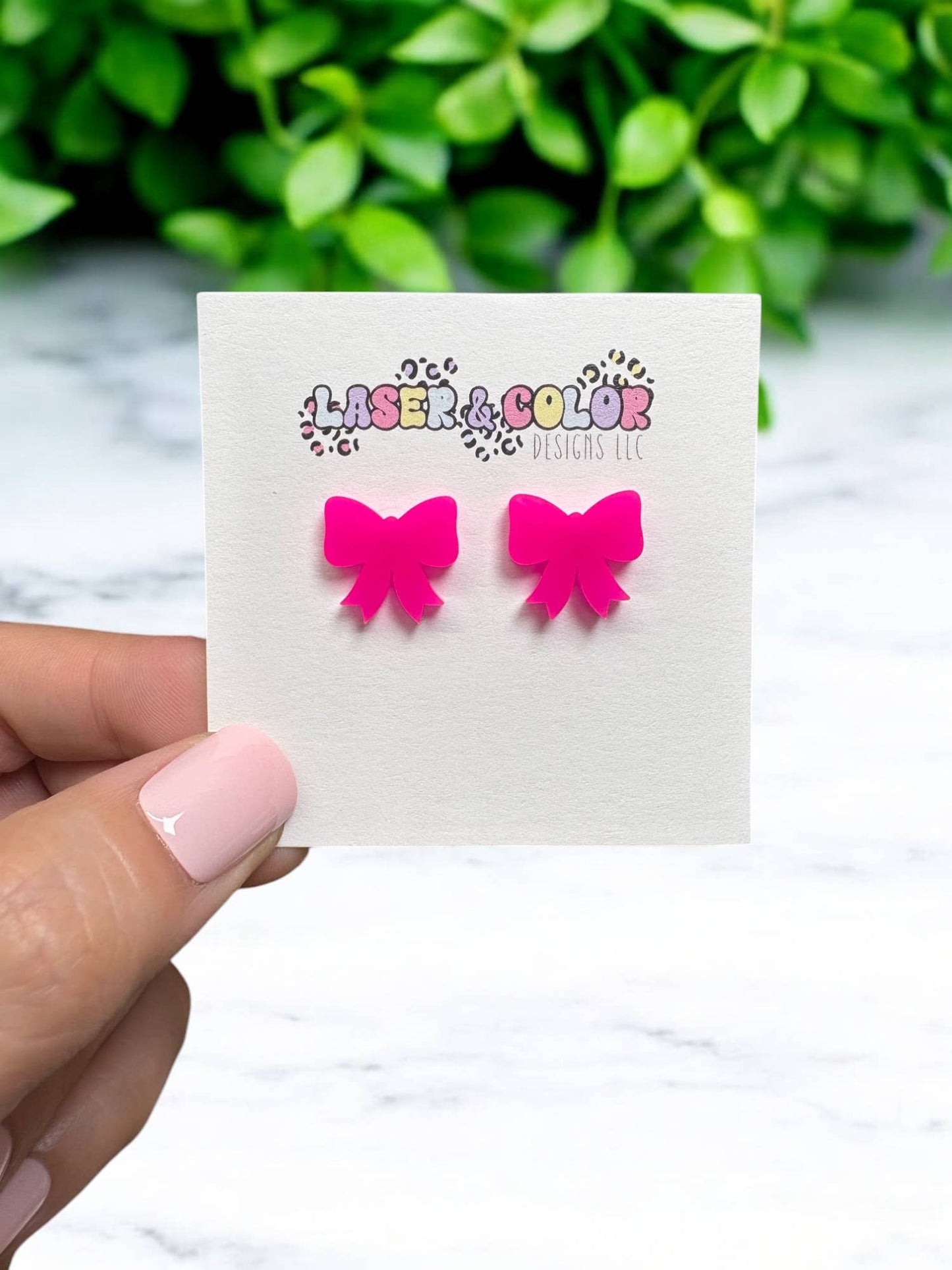 Pink Bow Studs, Valentine's Day Earrings
