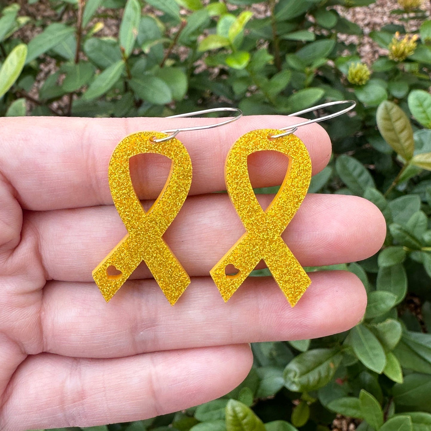 Childhood Cancer Awareness Earrings, Yellow Ribbon Earrings