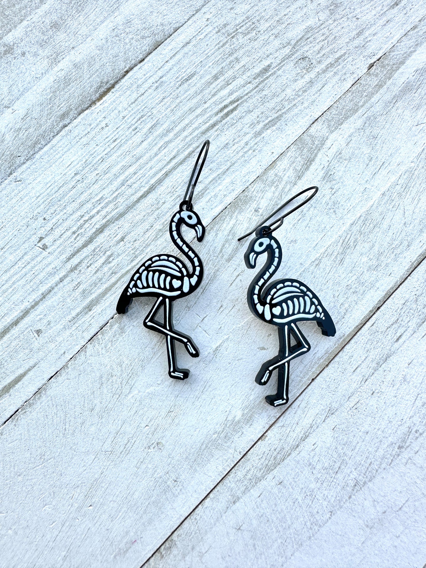 Flamingo Skeleton Dangle Earrings | Halloween Earrings