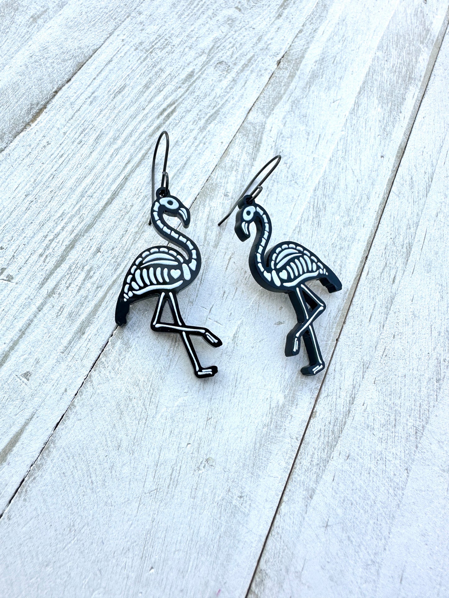 Flamingo Skeleton Dangle Earrings | Halloween Earrings