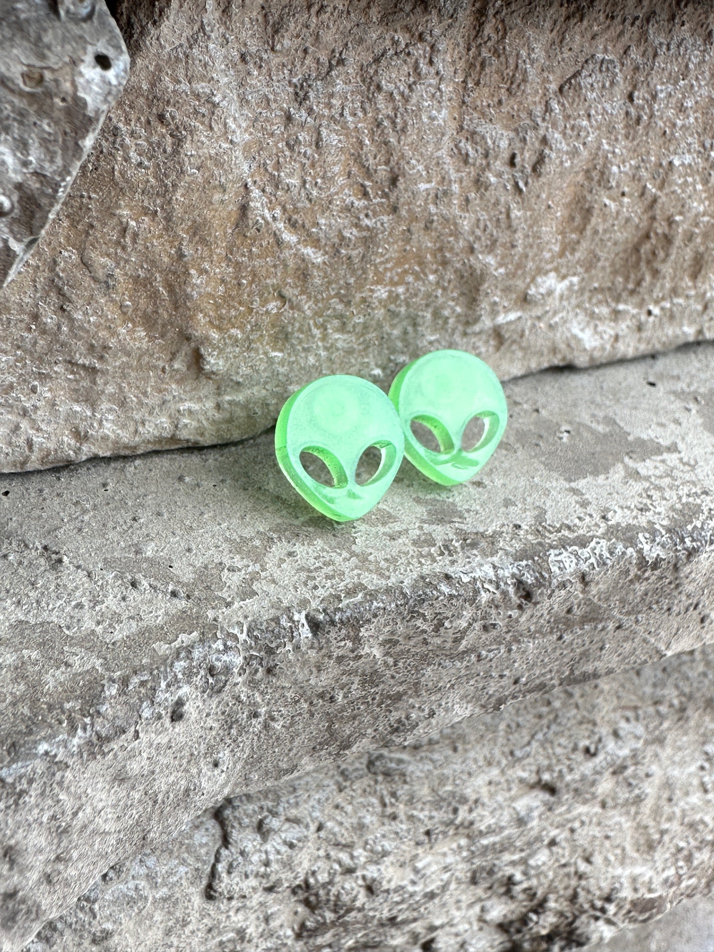 Alien Glow in the Dark Stud Earrings | Halloween Earrings