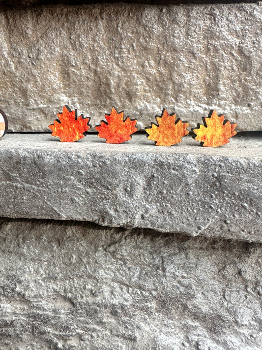 Fall Maple Leaf Stud Earrings | Thanksgiving Earrings