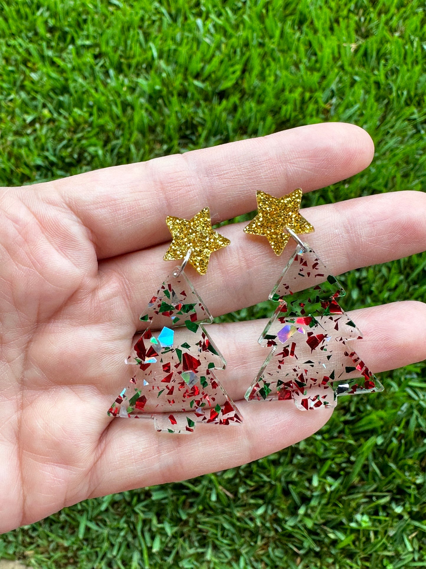Christmas Confetti Tree Earrings