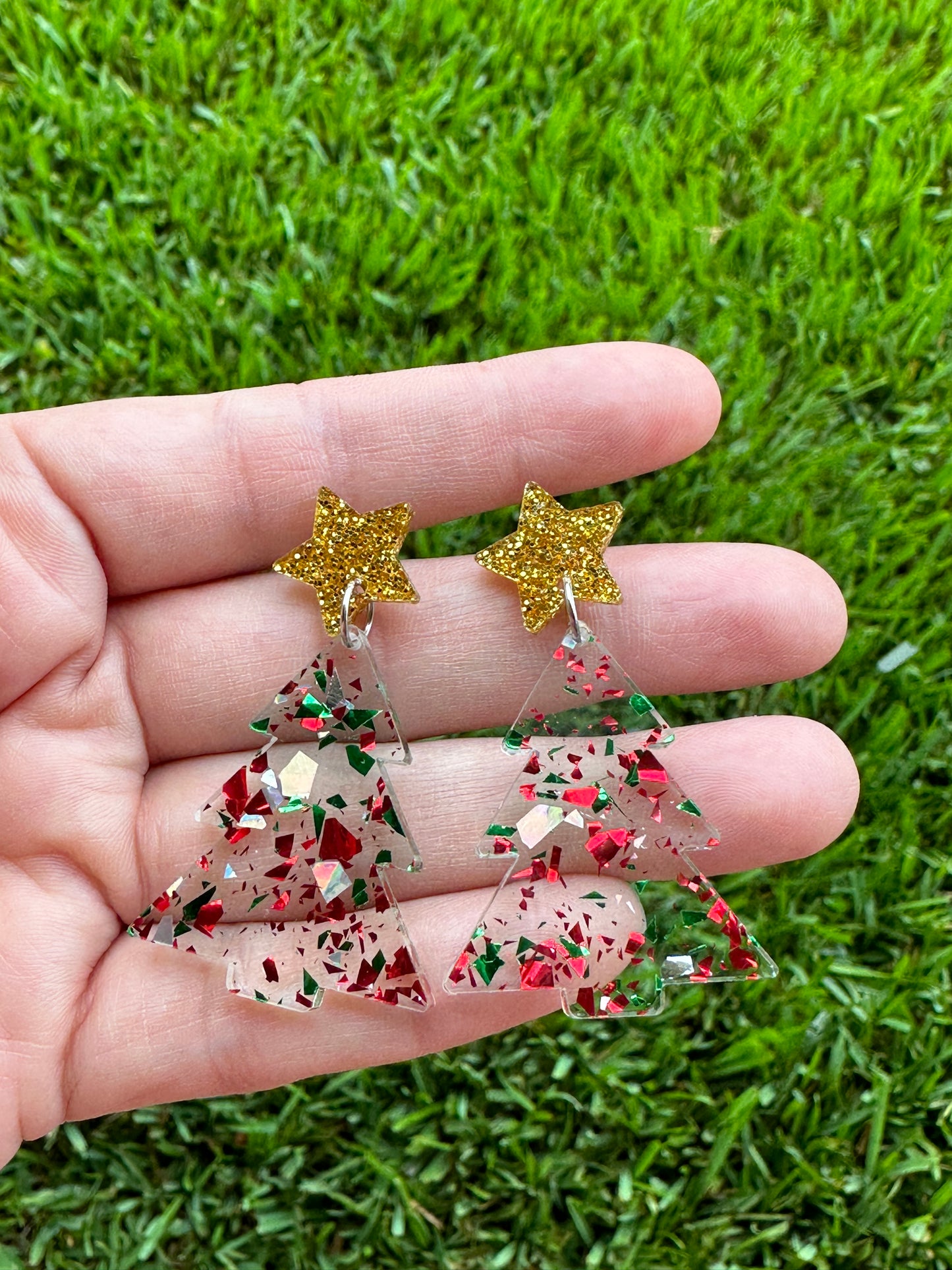 Christmas Confetti Tree Earrings