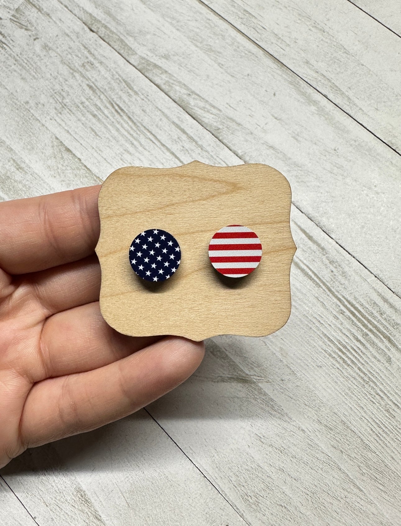 Stars & Stripes Round Studs | 4th of July Earrings