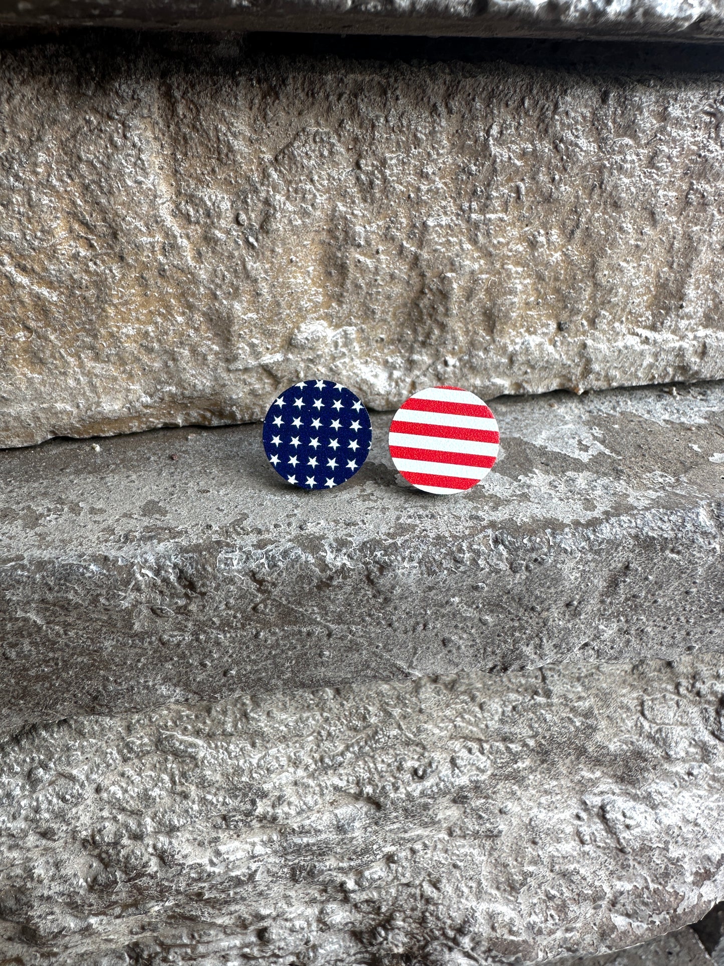 Stars & Stripes Round Studs | 4th of July Earrings