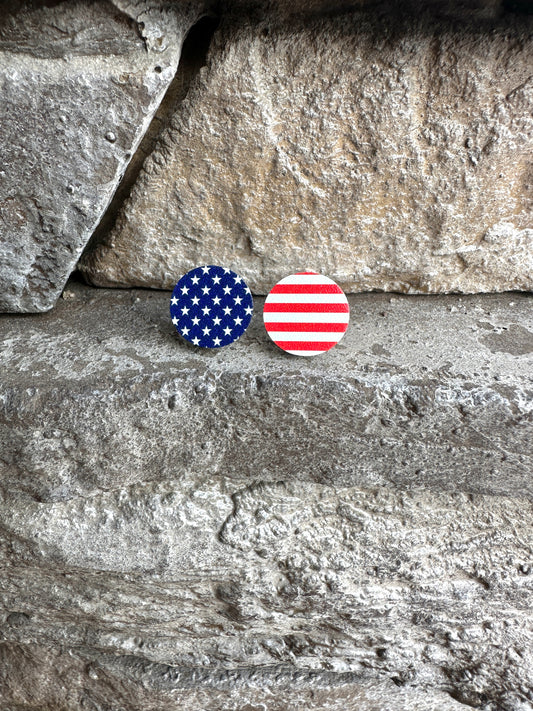 Stars & Stripes Round Studs | 4th of July Earrings