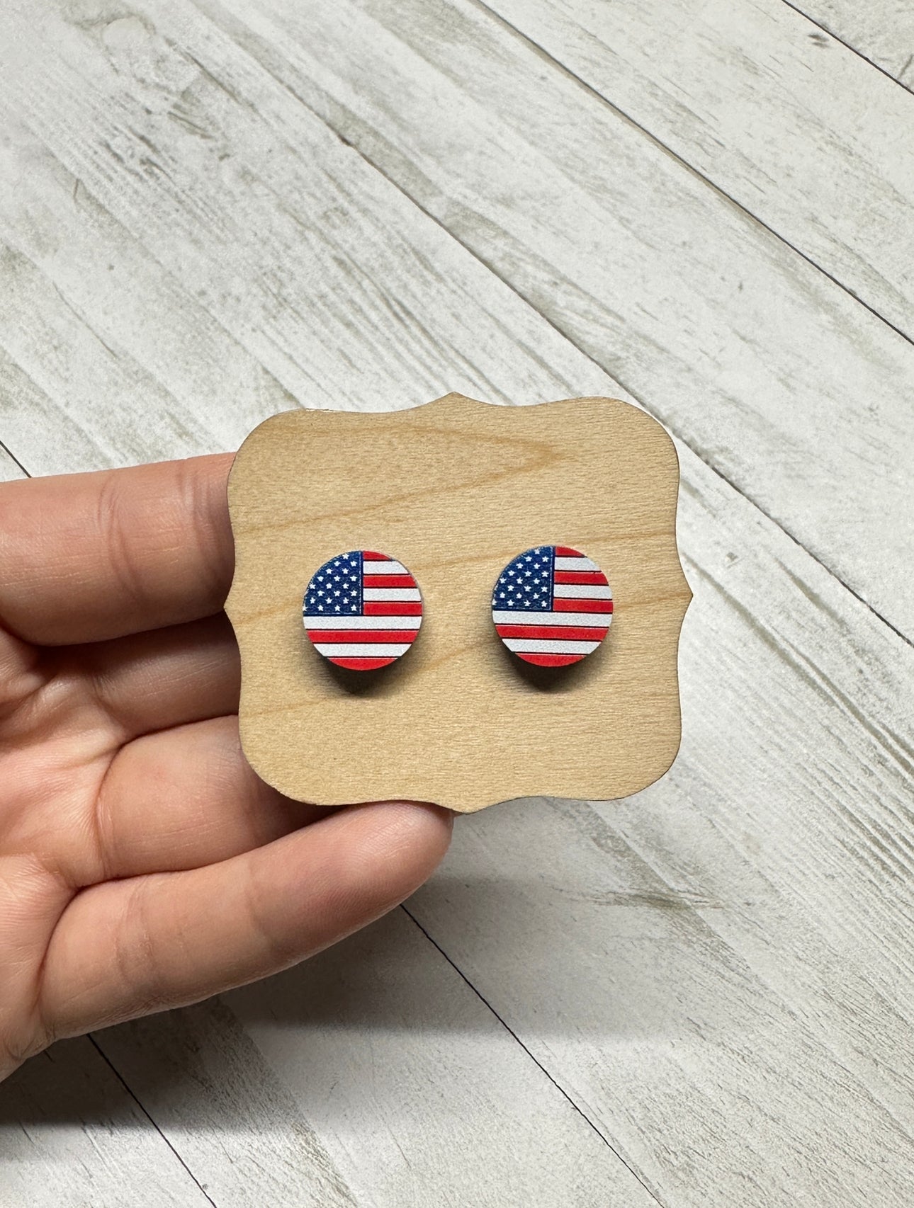 USA Flag Acrylic Round Stud | 4th of July Earrings