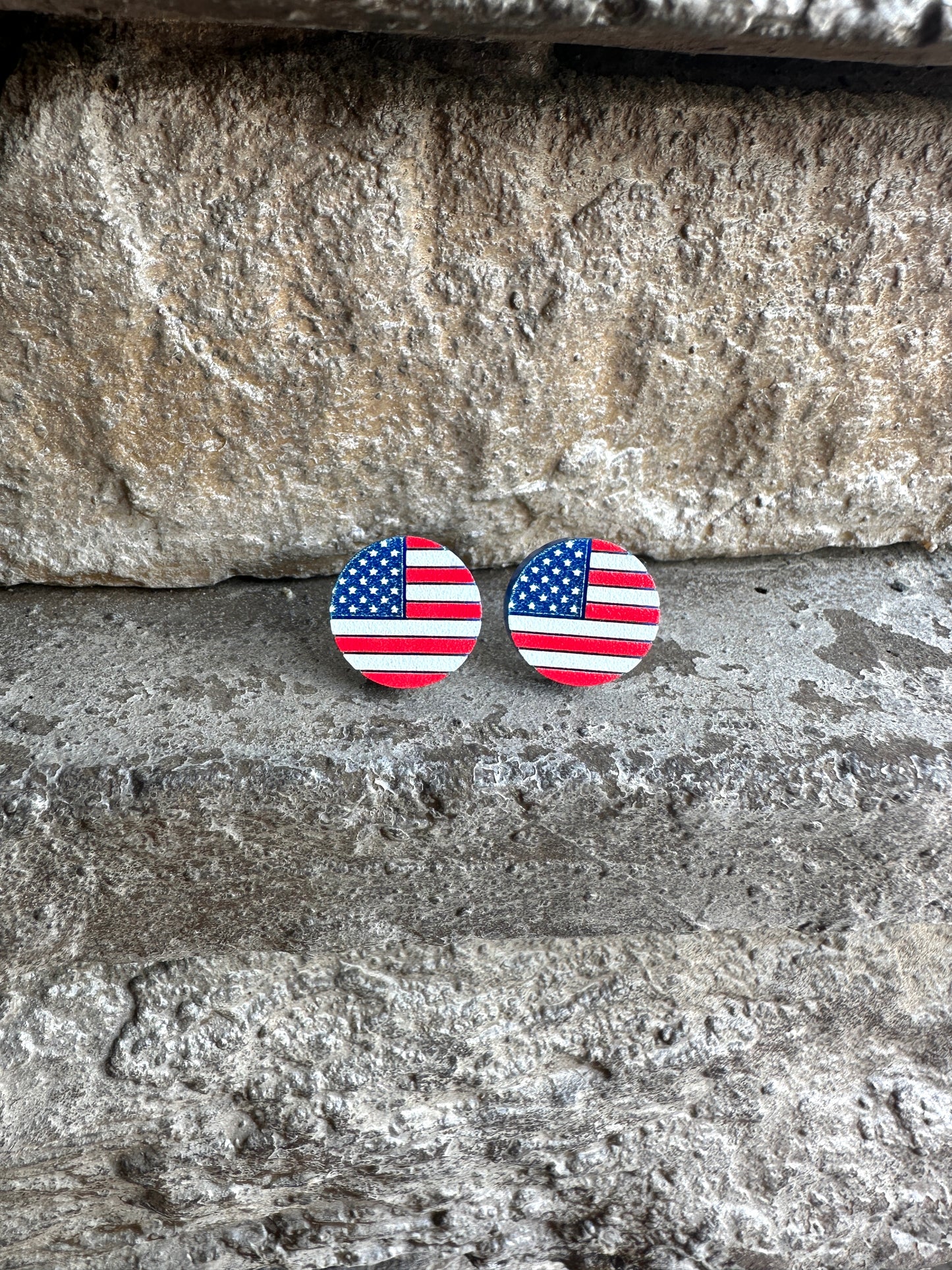 USA Flag Acrylic Round Stud | 4th of July Earrings