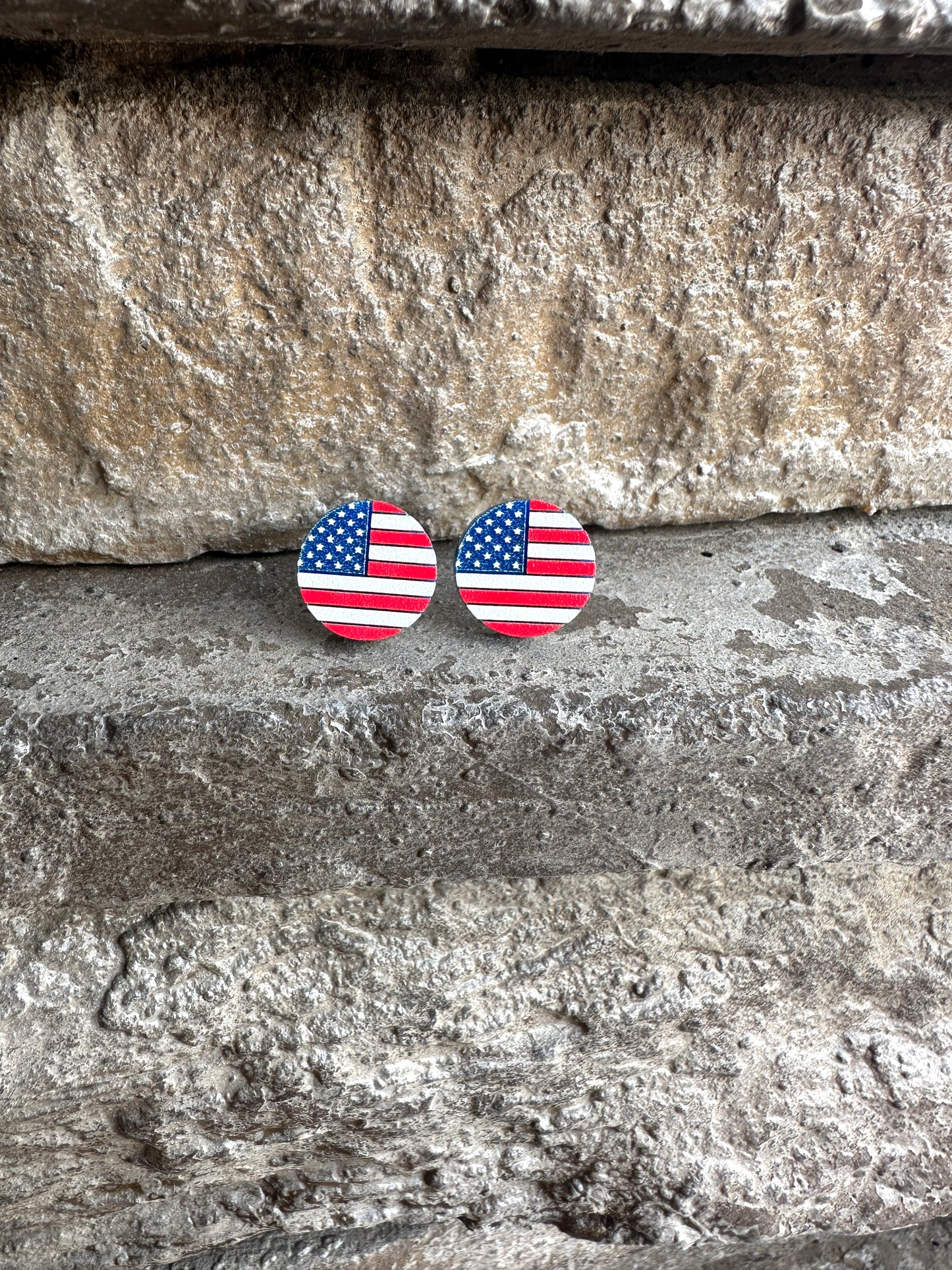 USA Flag Acrylic Round Stud | 4th of July Earrings