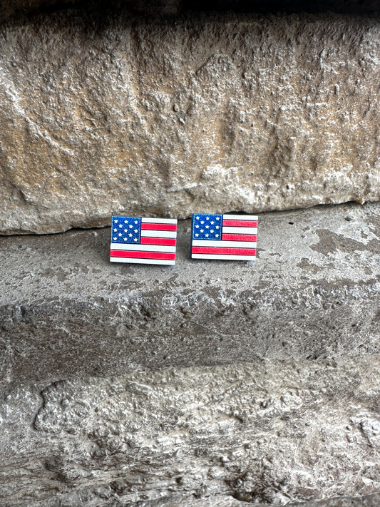 USA Flag Acrylic Stud | 4th of July Earrings