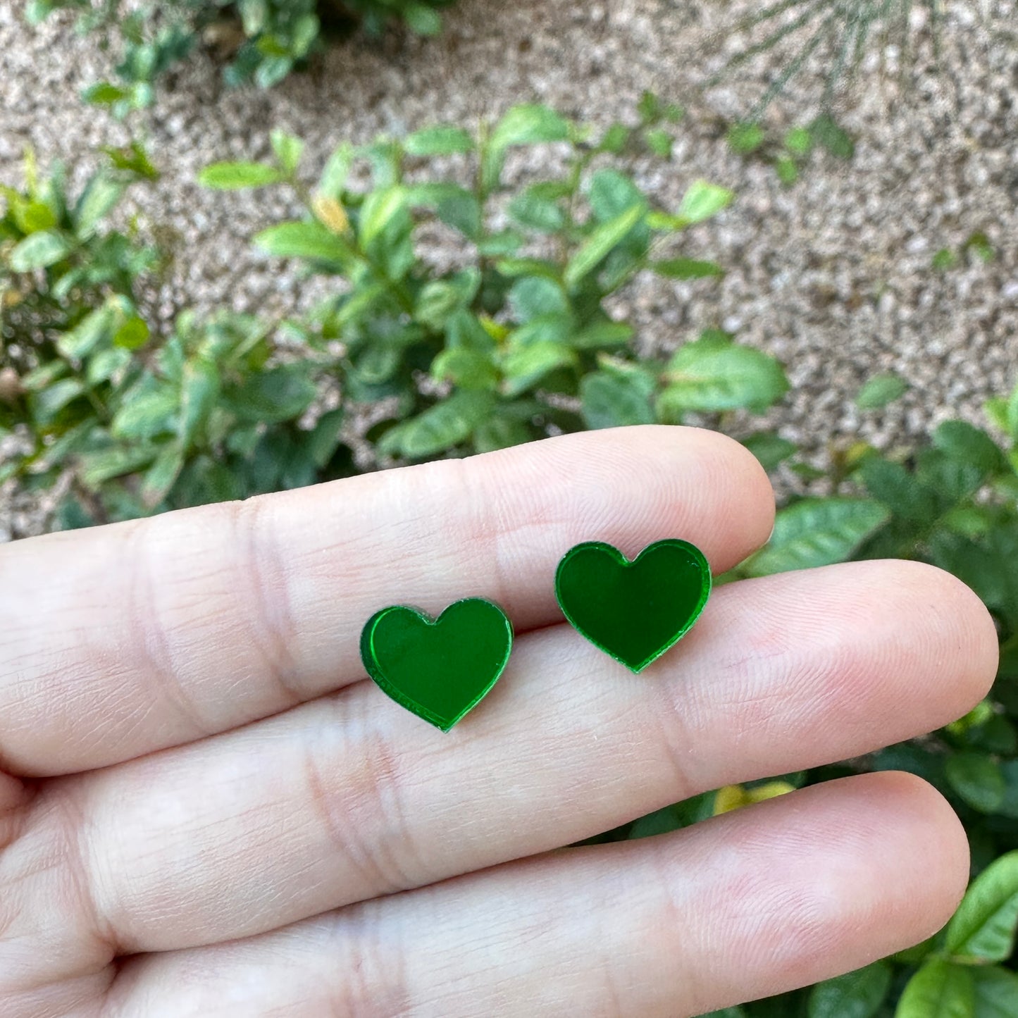 Green Mirror Acrylic Heart Earrings | St. Patrick's Day Earrings