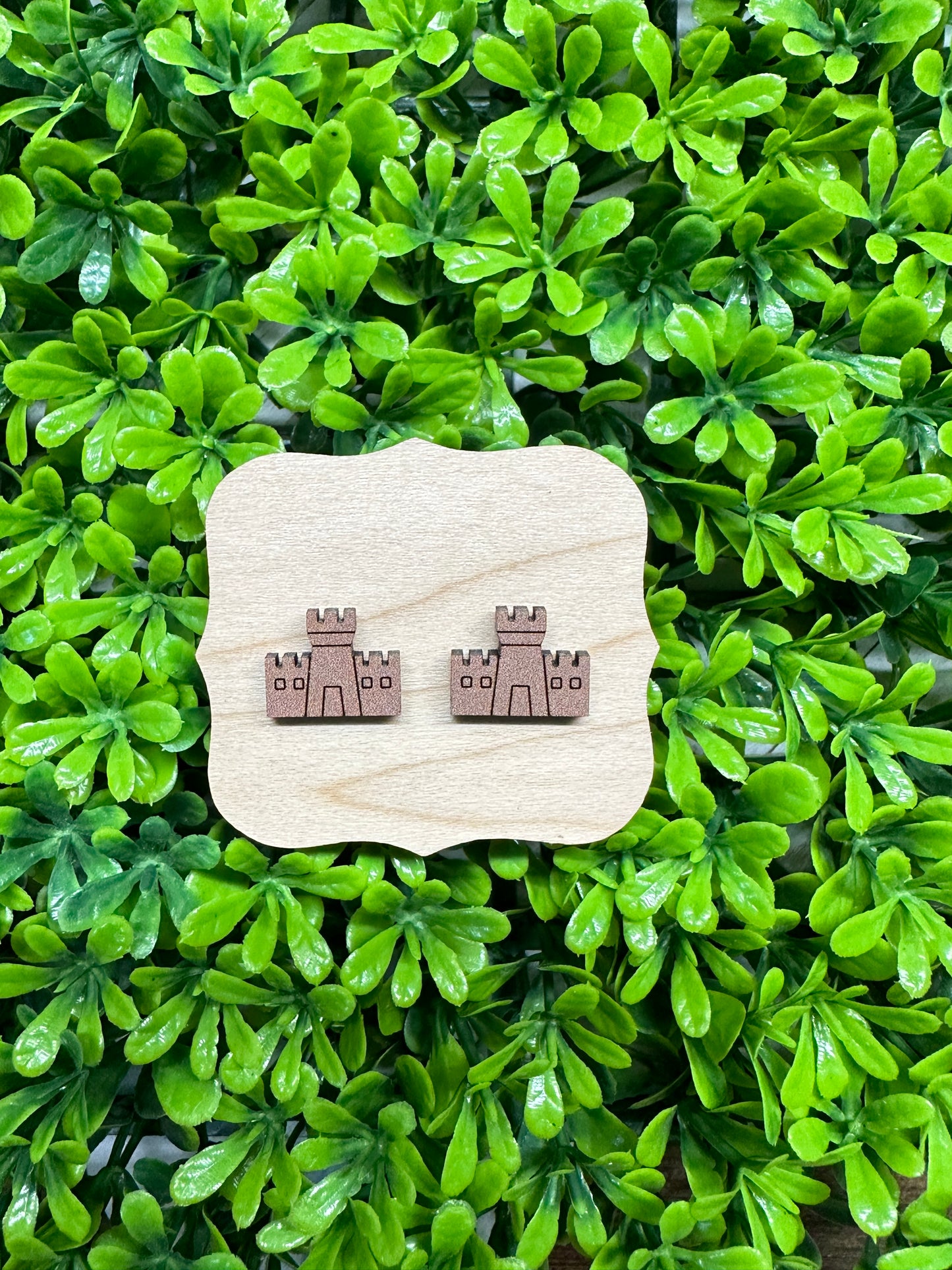 Sand Castle Wood Earrings