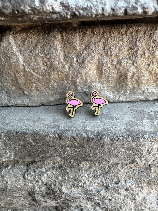 Flamingo Wood Earrings | Summer Earrings