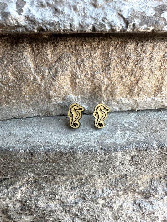Seahorse Wood Earrings