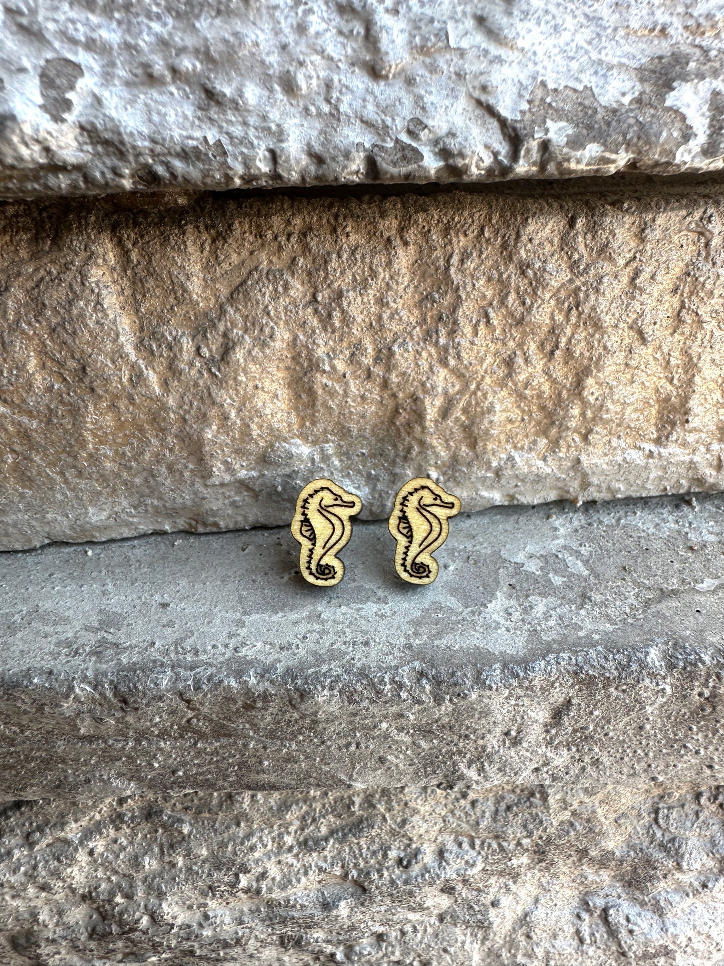 Seahorse Wood Earrings