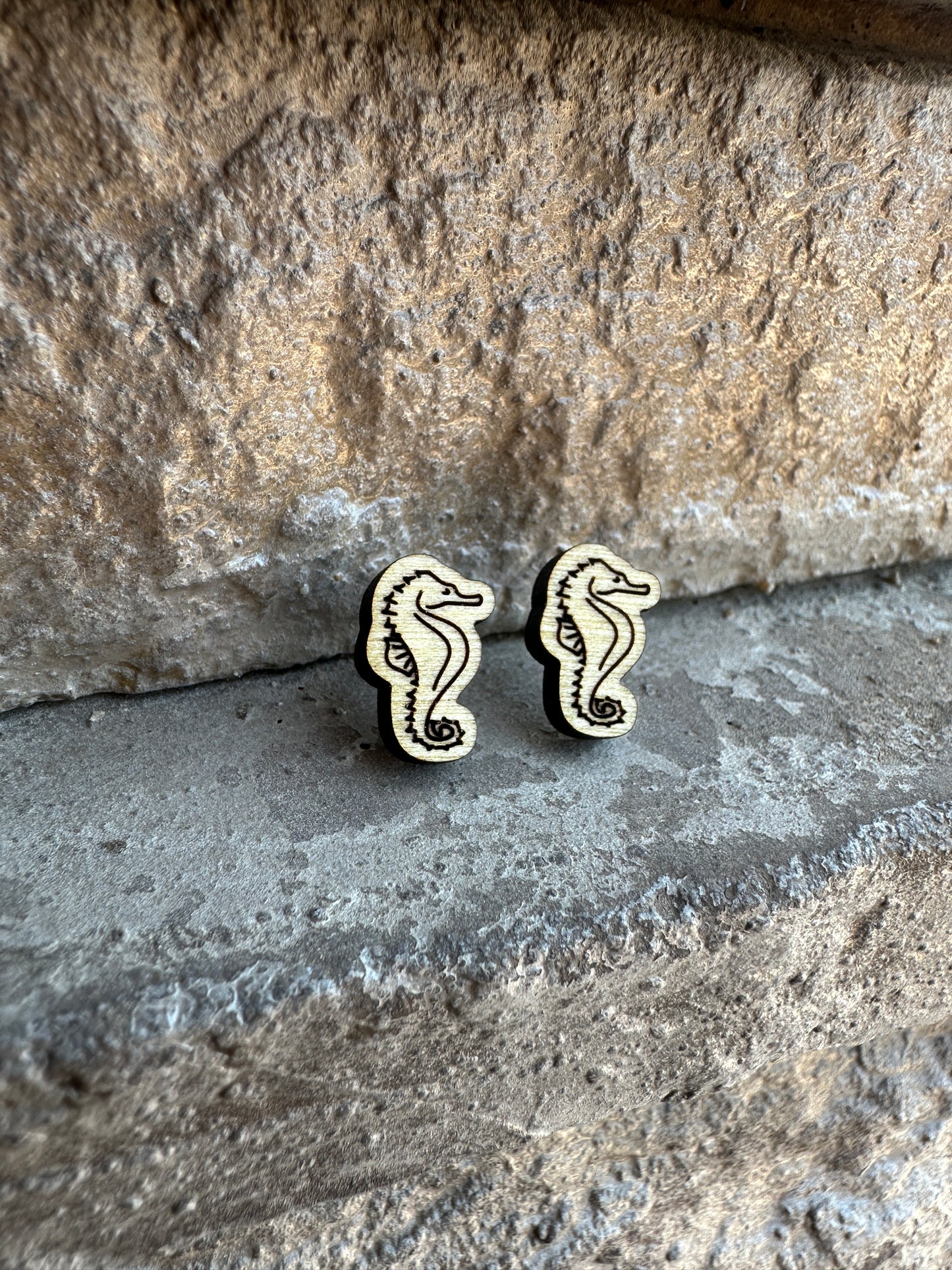 Seahorse Wood Earrings