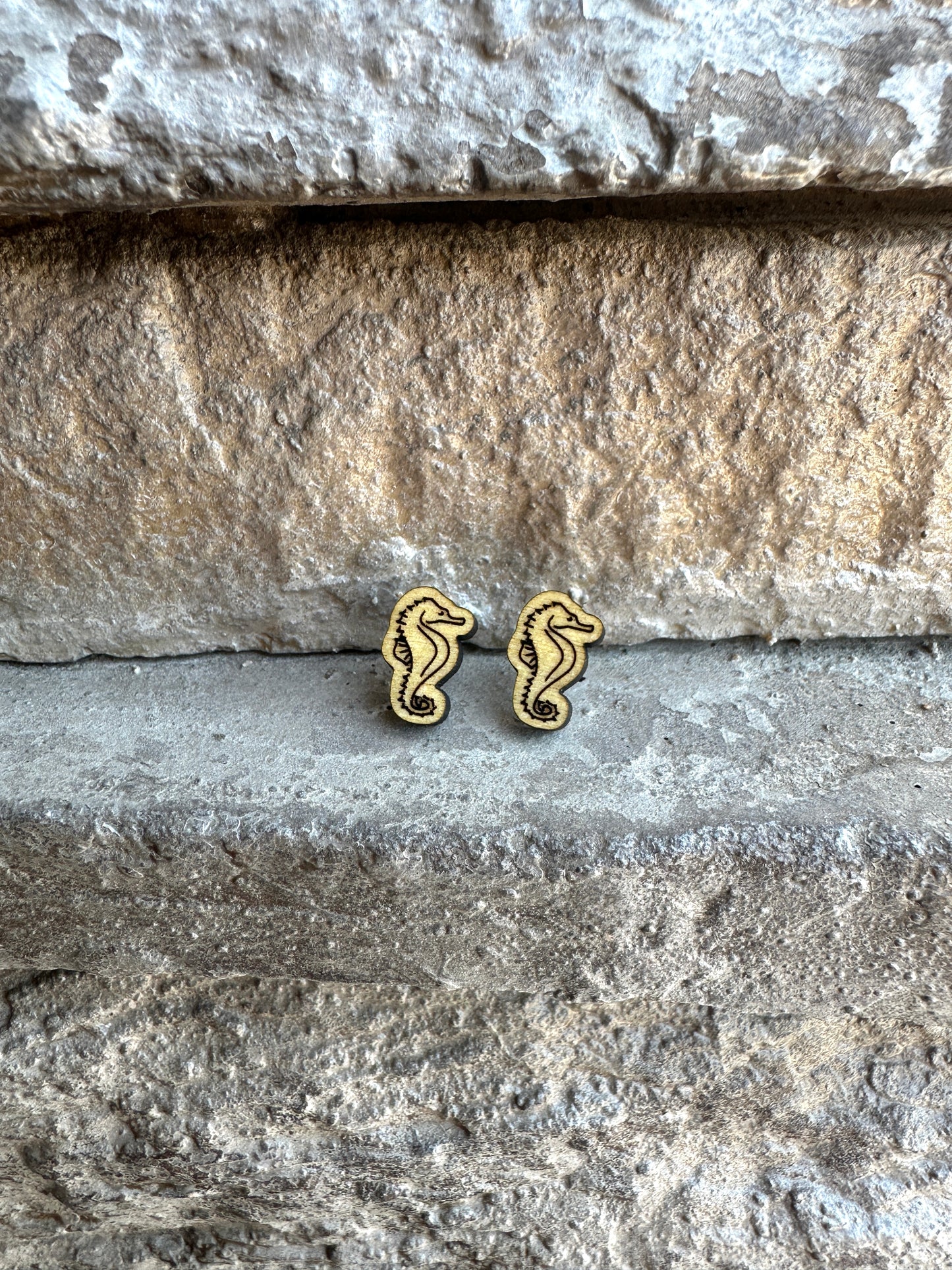 Seahorse Wood Earrings