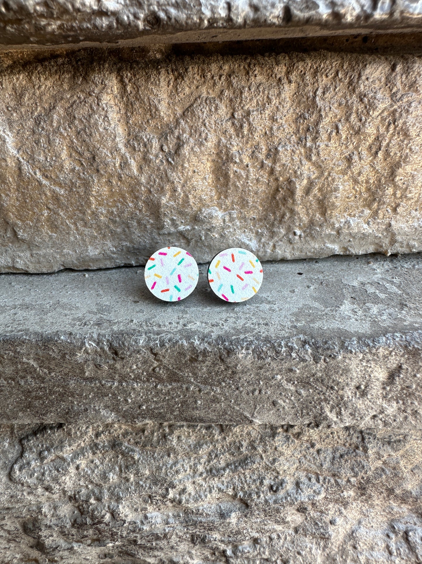 Ice Cream Sprinkles & Waffle Wood Earrings | Summer Earrings
