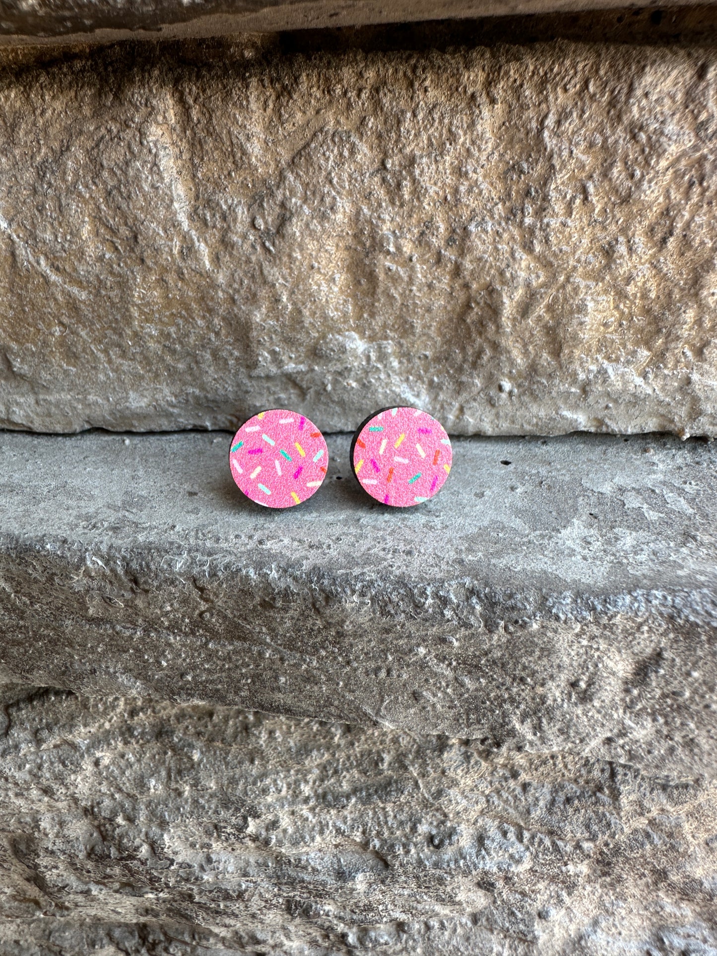 Ice Cream Sprinkles & Waffle Wood Earrings | Summer Earrings