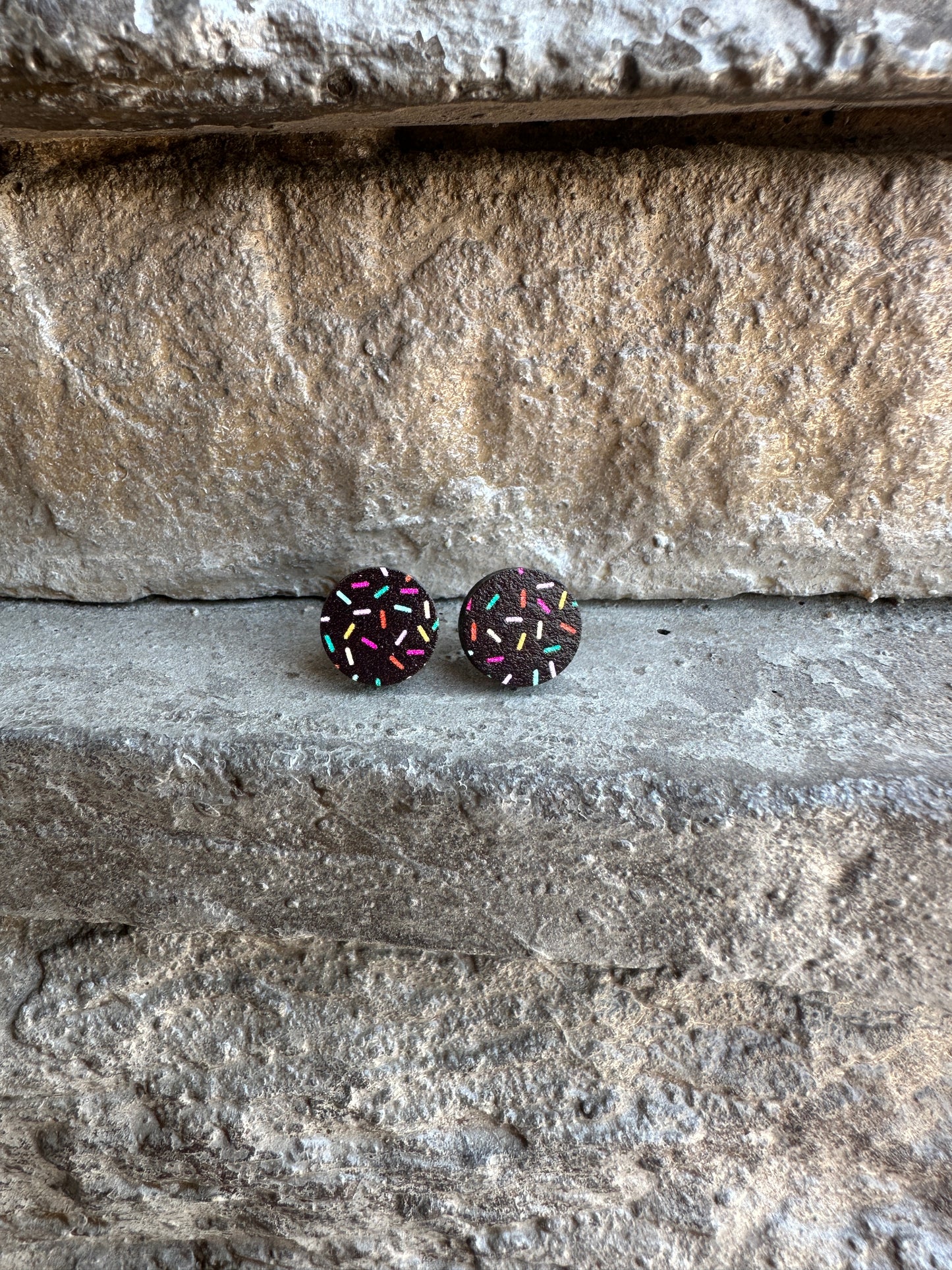 Ice Cream Sprinkles & Waffle Wood Earrings | Summer Earrings