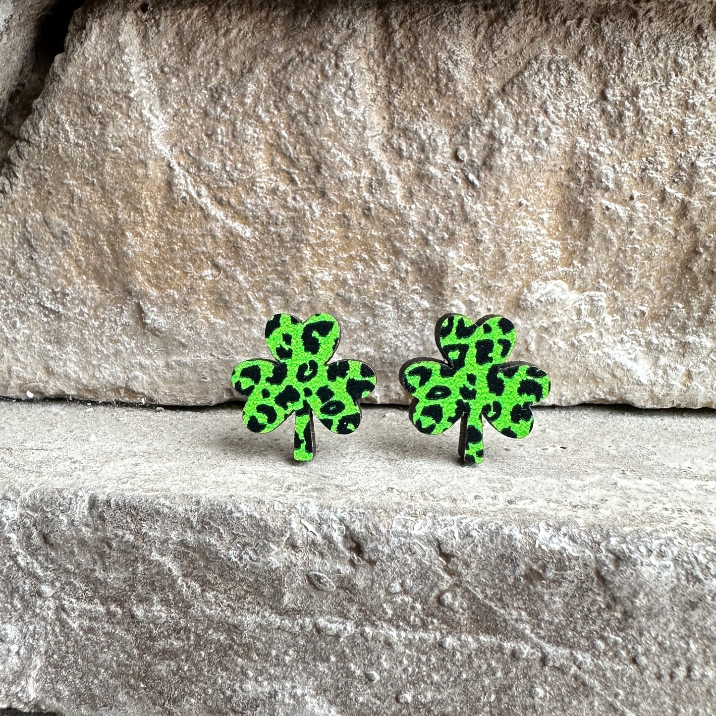 Green Leopard Shamrock Earrings | St. Patrick’s Day Earrings