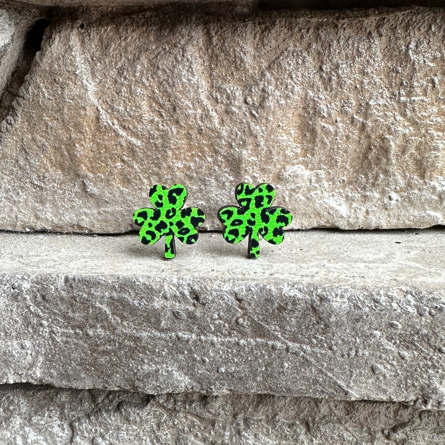 Green Leopard Shamrock Earrings | St. Patrick’s Day Earrings