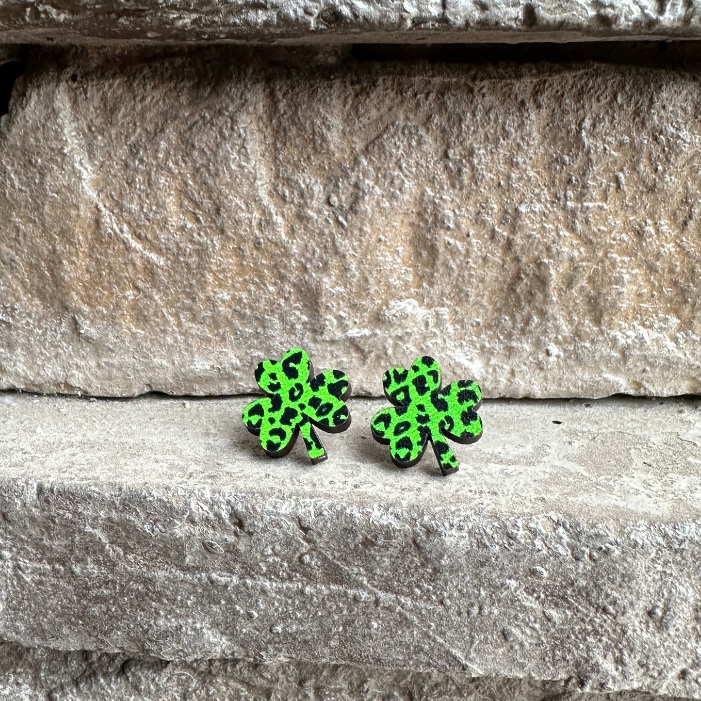 Green Leopard Shamrock Earrings | St. Patrick’s Day Earrings