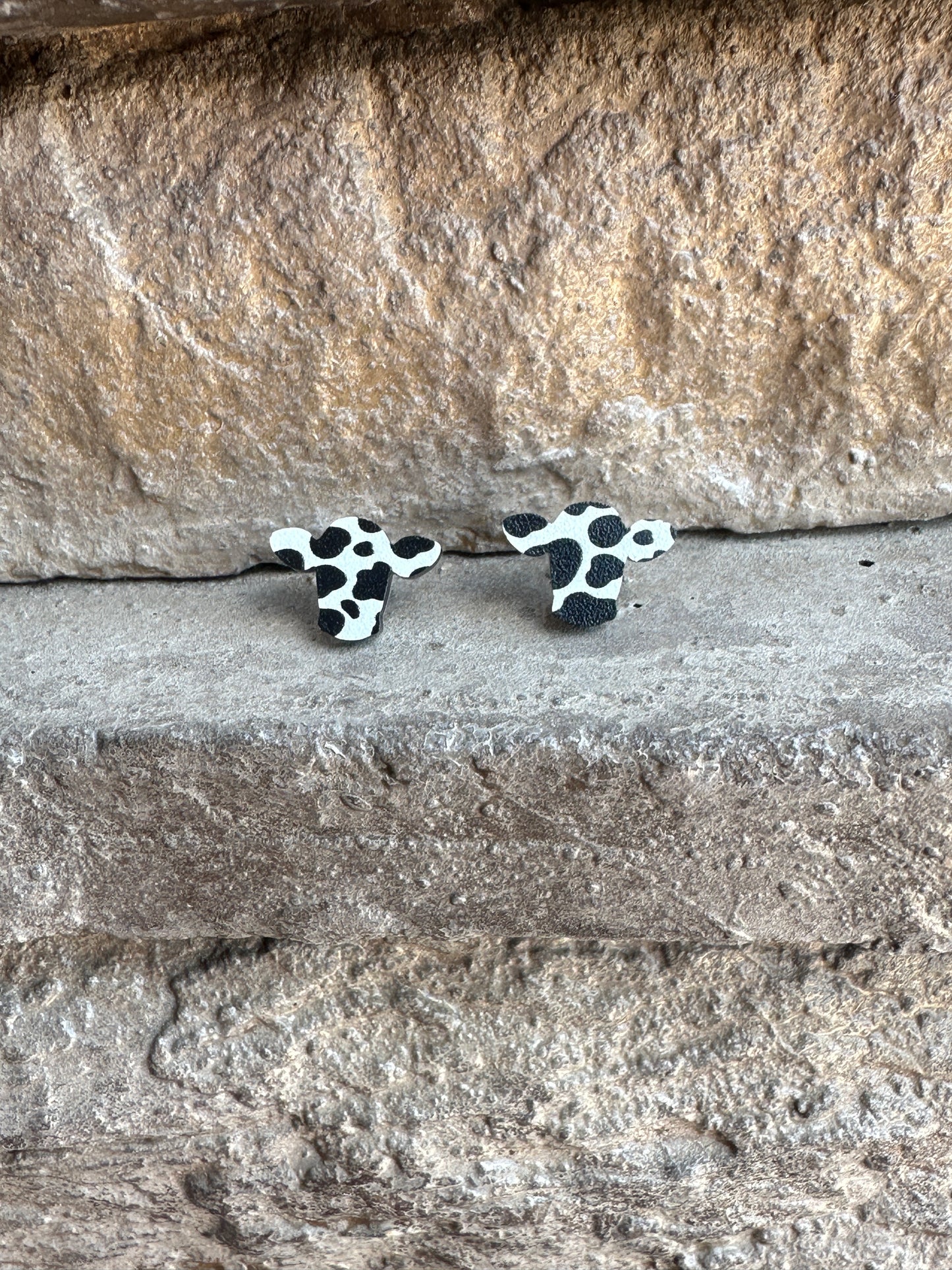Black Cow Print Head Stud | Western Earrings