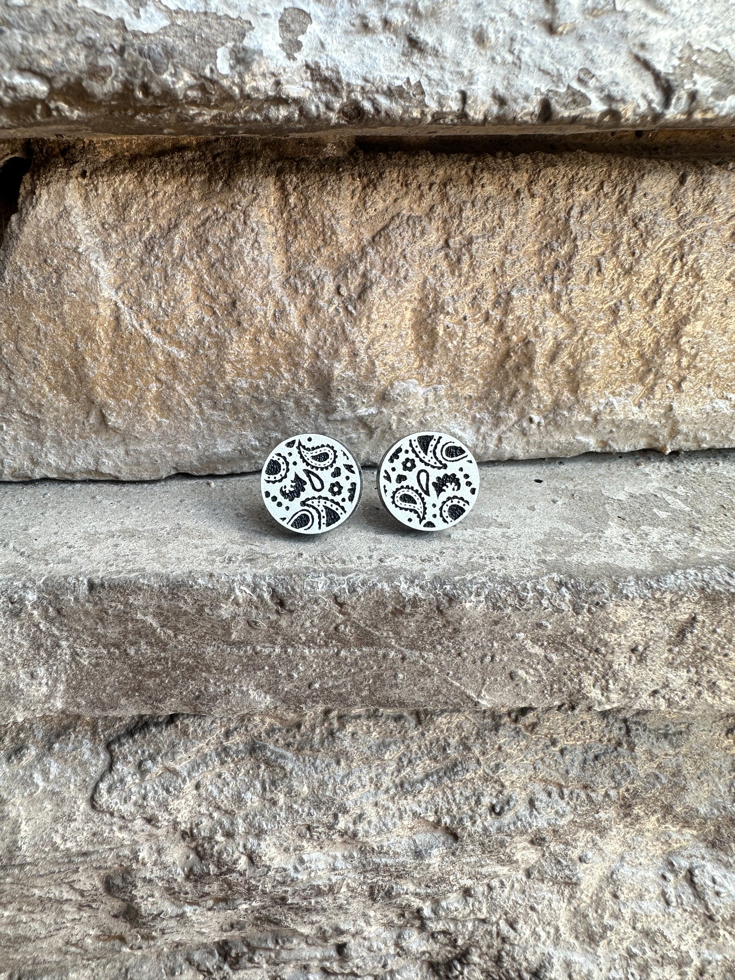 White Bandana Acrylic Stud | Western Earrings