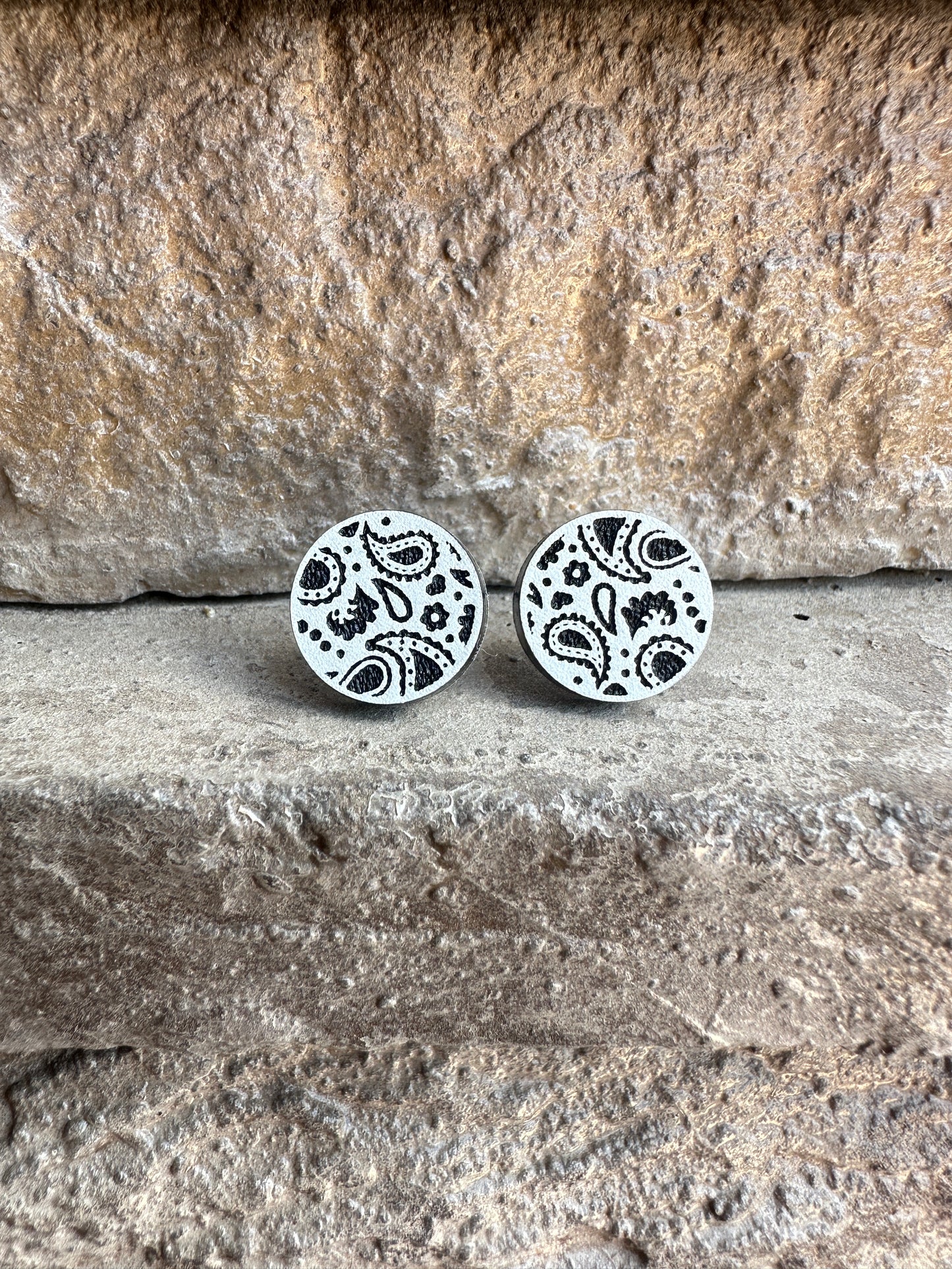 White Bandana Acrylic Stud | Western Earrings