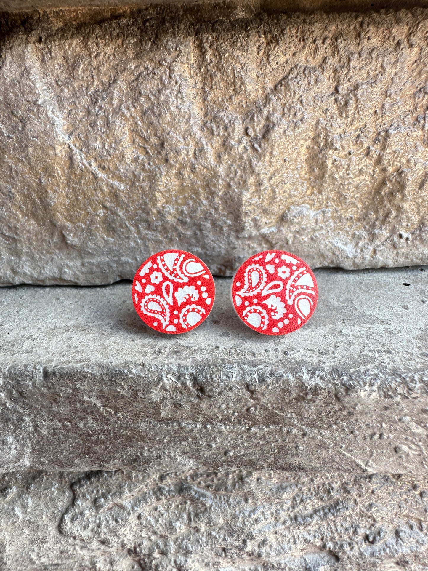 Red Bandana Acrylic Stud | Western Earrings