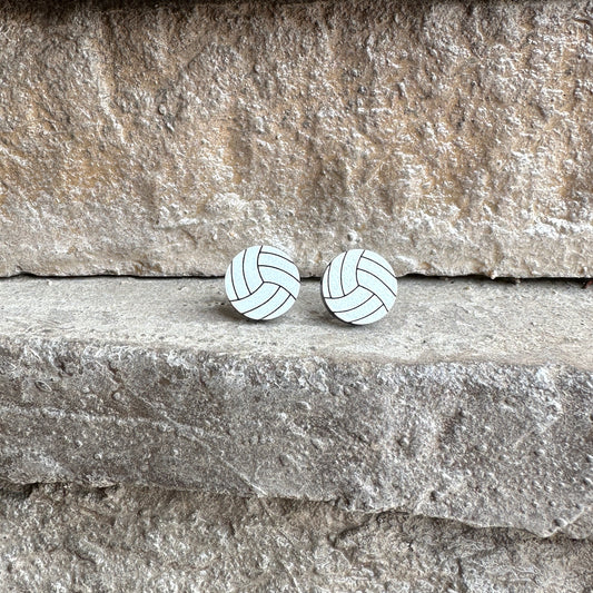 Volleyball Two Tone Round Acrylic Earrings