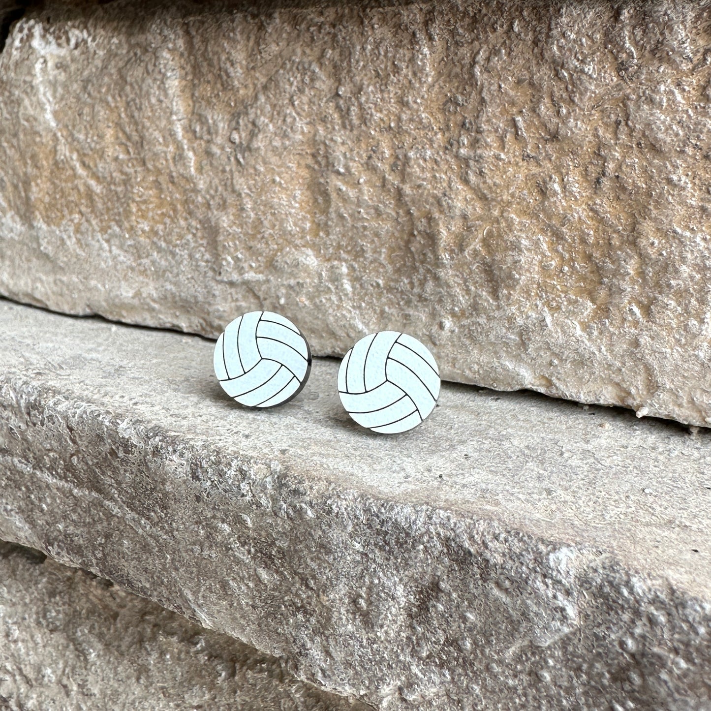 Volleyball Two Tone Round Acrylic Earrings