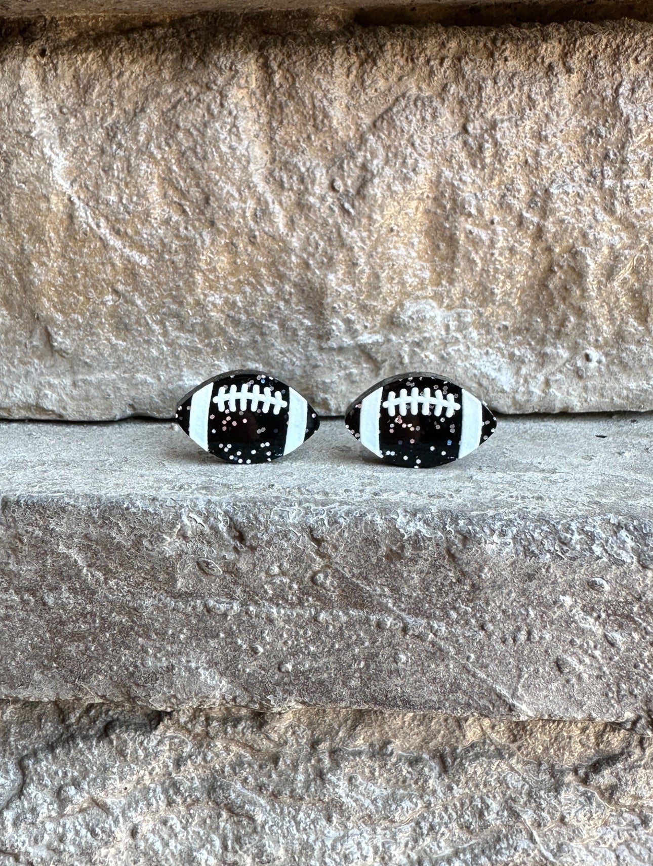 Glitter Football Acrylic Studs | Sports Earrings