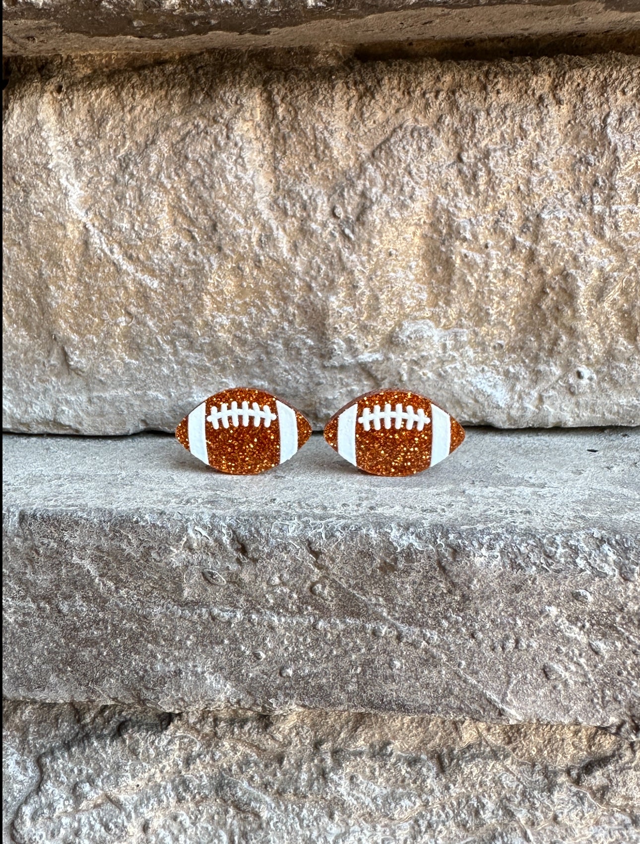 Glitter Football Acrylic Studs | Sports Earrings