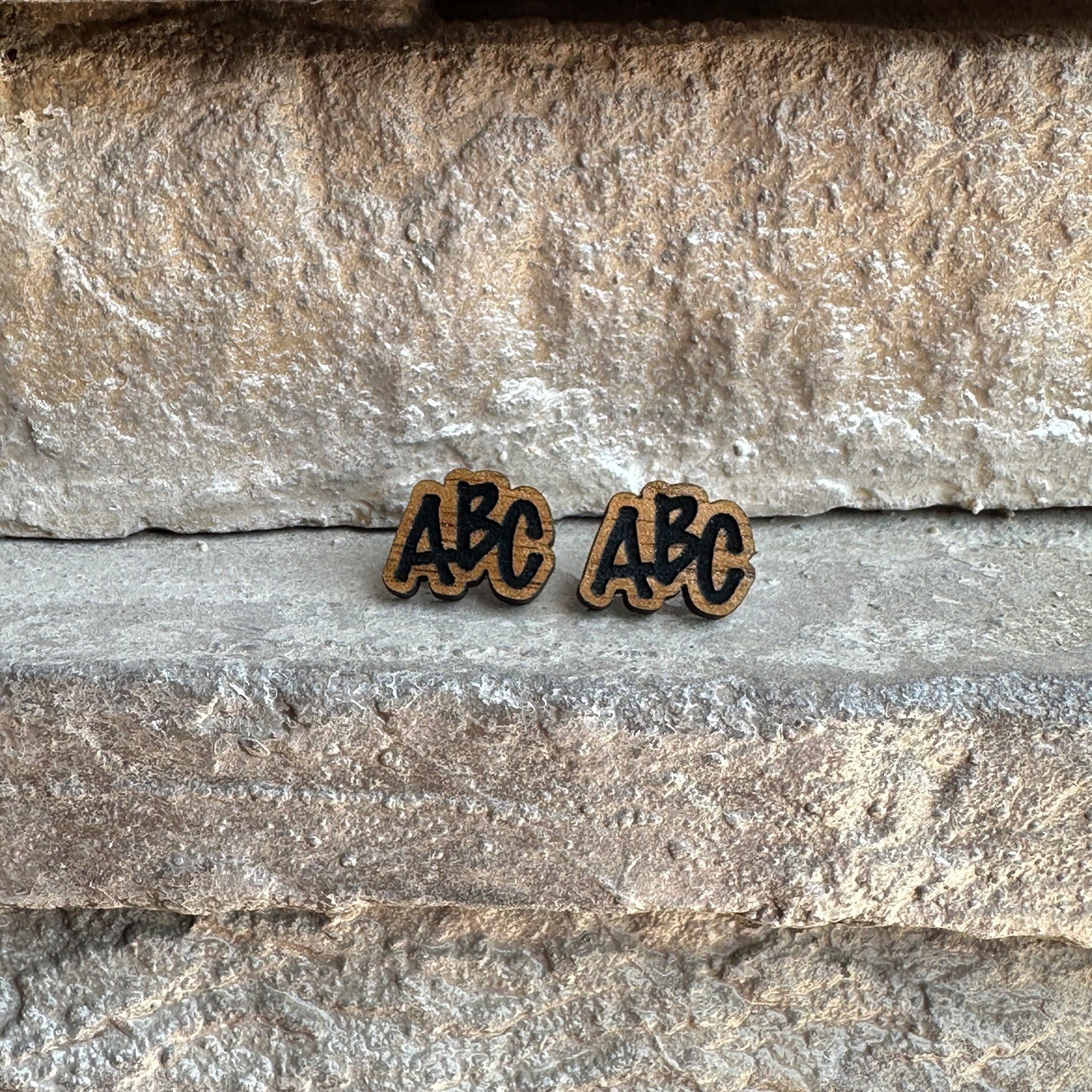 ABC Walnut Wood Earrings
