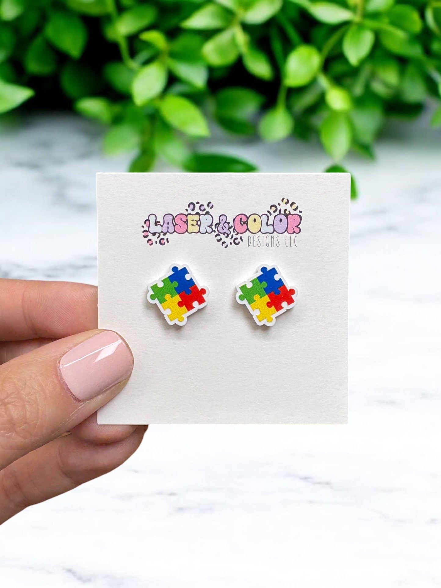 Autism Earrings, Puzzle Acrylic Earrings