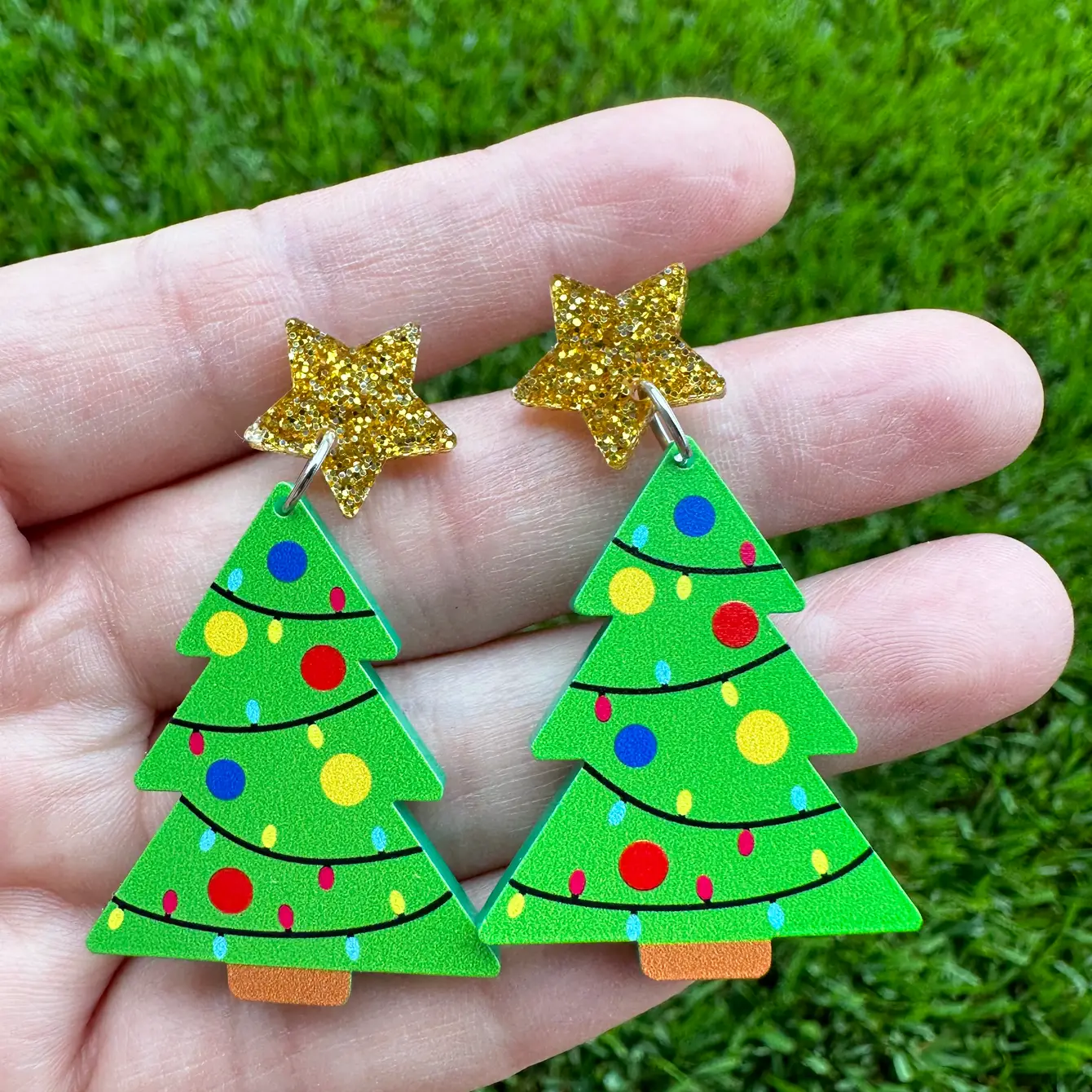 Decorated Christmas Tree Earrings