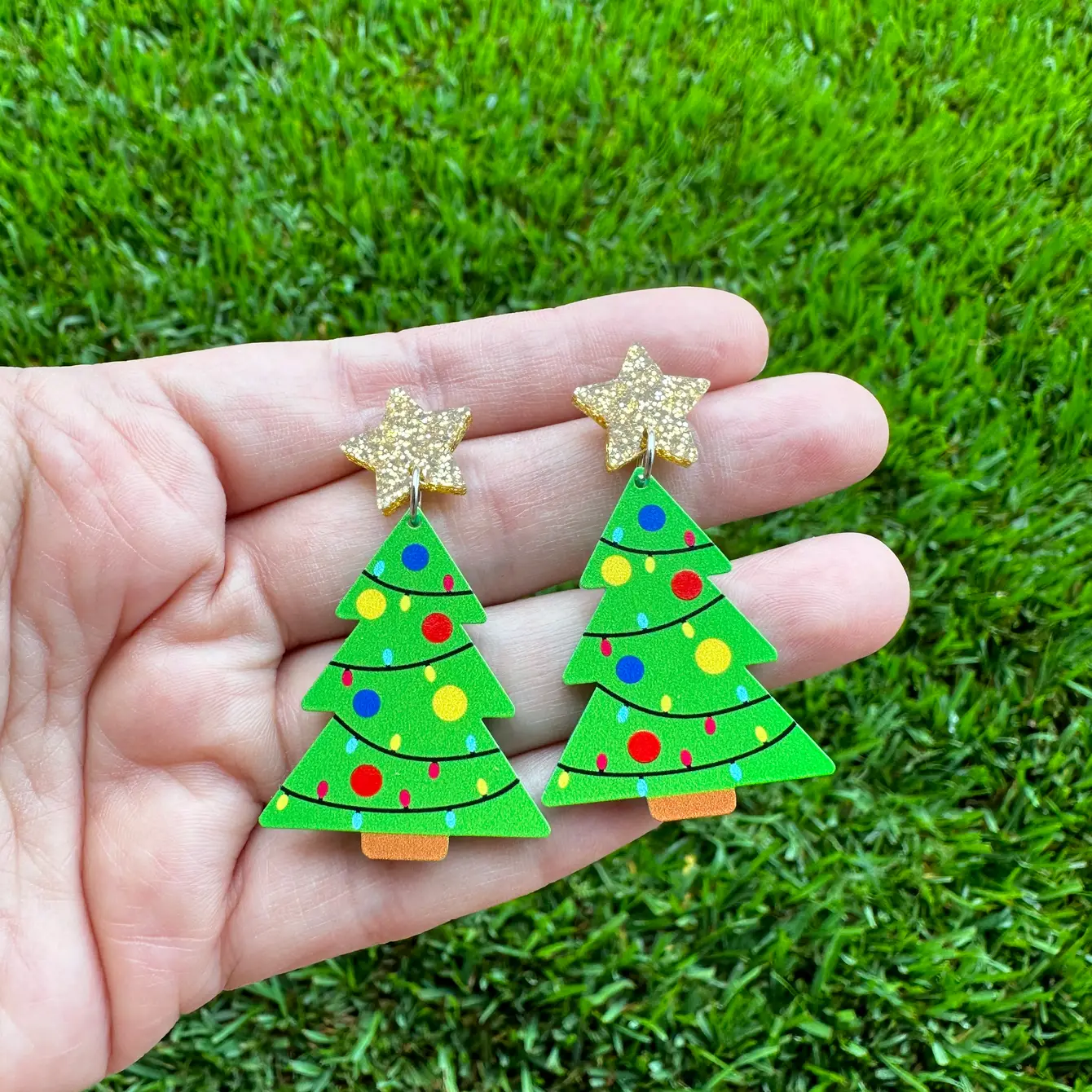 Decorated Christmas Tree Earrings
