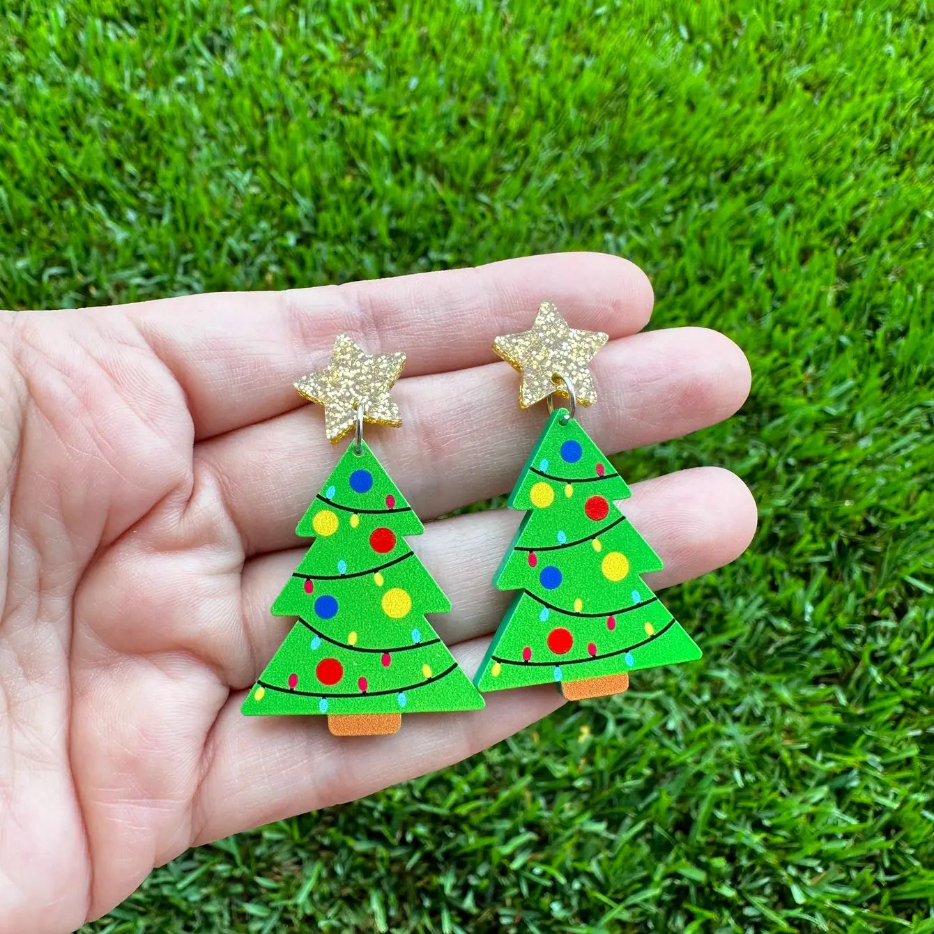Decorated Christmas Tree Earrings