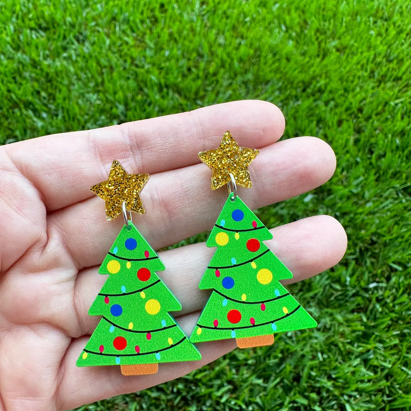 Decorated Christmas Tree Earrings