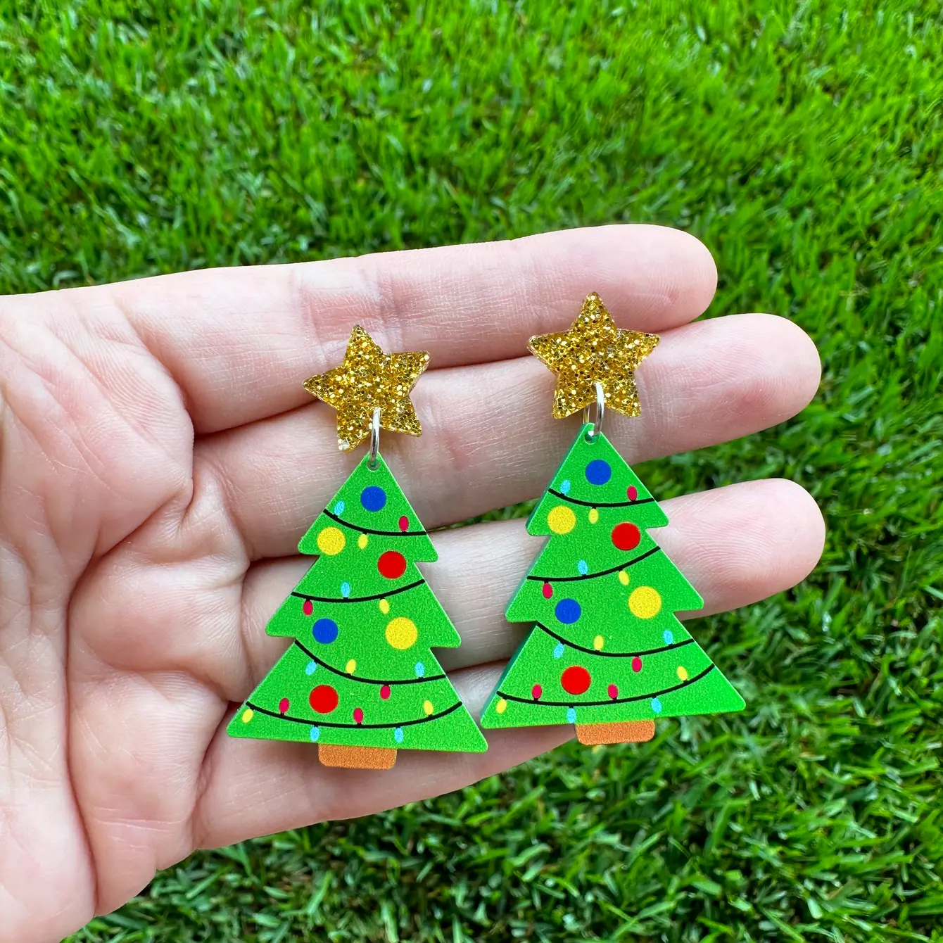 Decorated Christmas Tree Earrings