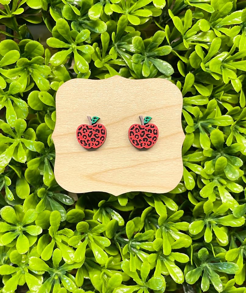 Red Leopard Apple Earrings