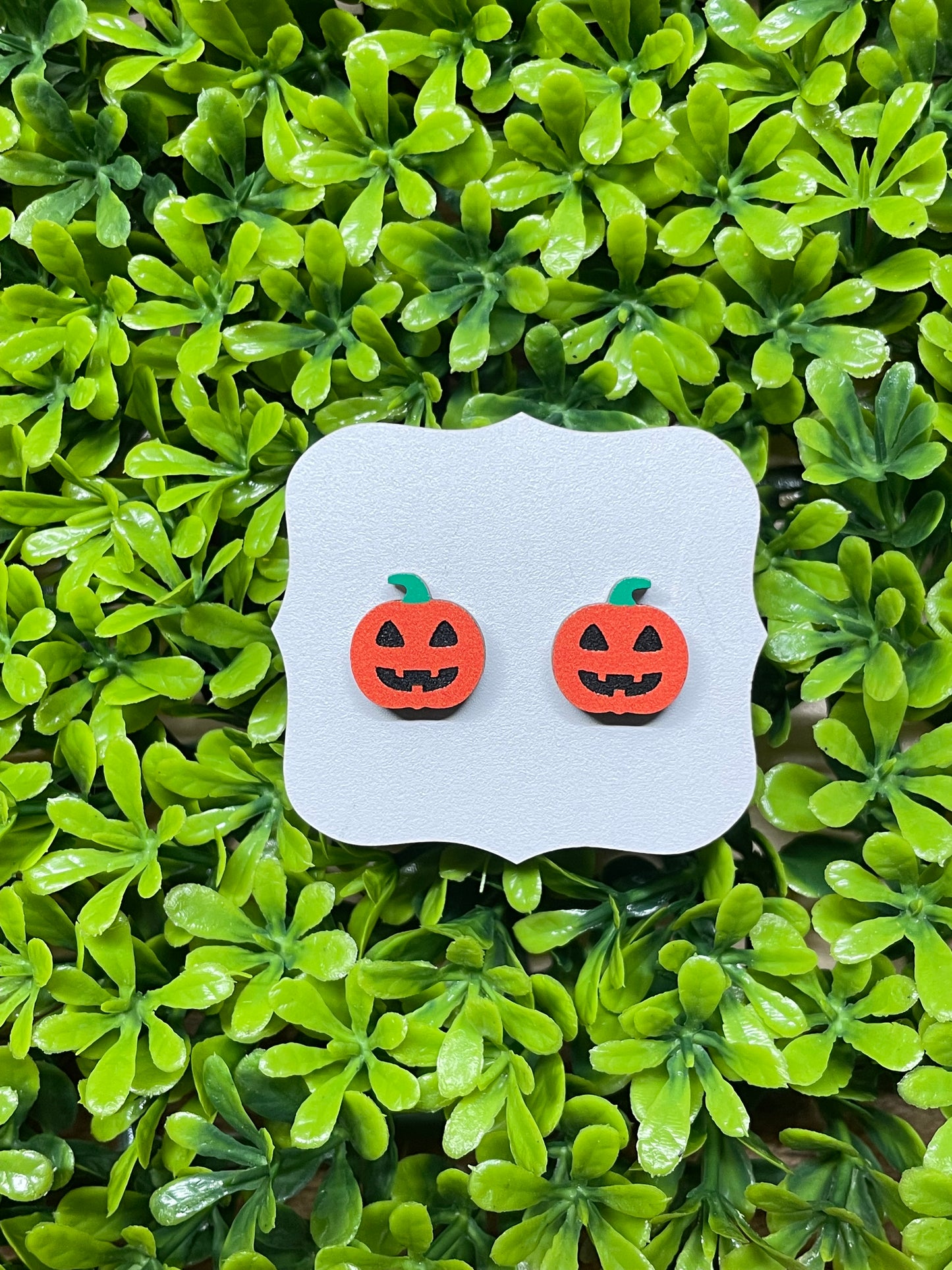 Happy Pumpkin Wood Earrings
