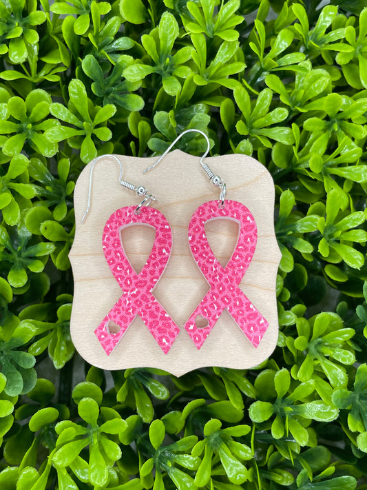 Breast Cancer Awareness Earrings | Pink Ribbon Acrylic Earrings