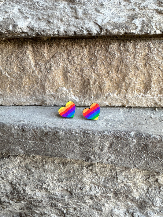 Rainbow Heart Acrylic Earrings
