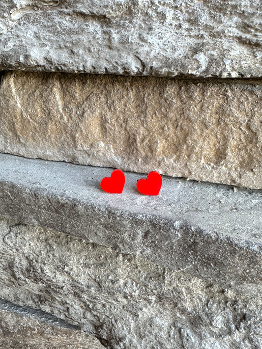 Red Heart Acrylic Earrings