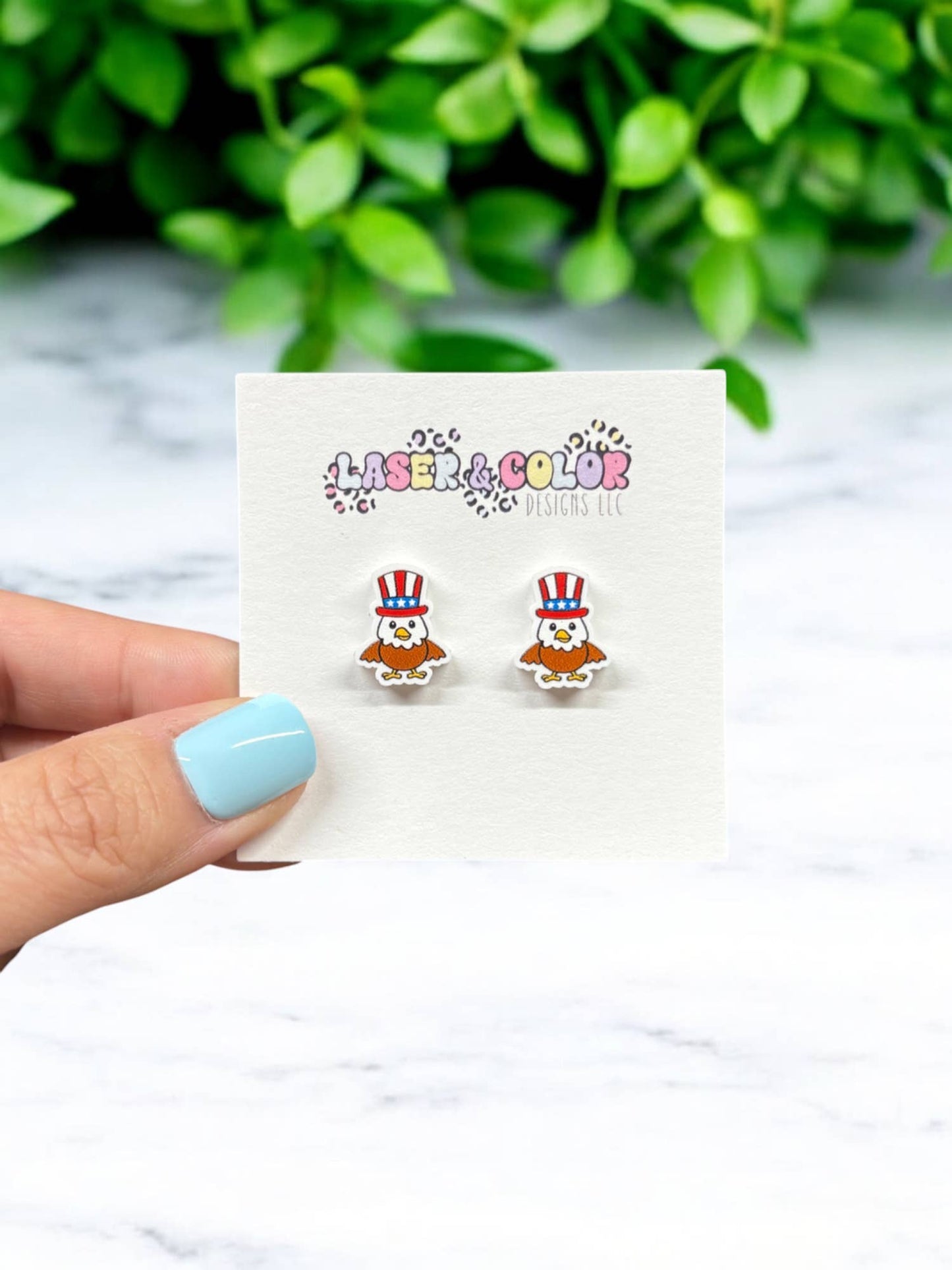 4th of July Earrings, Patriotic Eagle Earrings