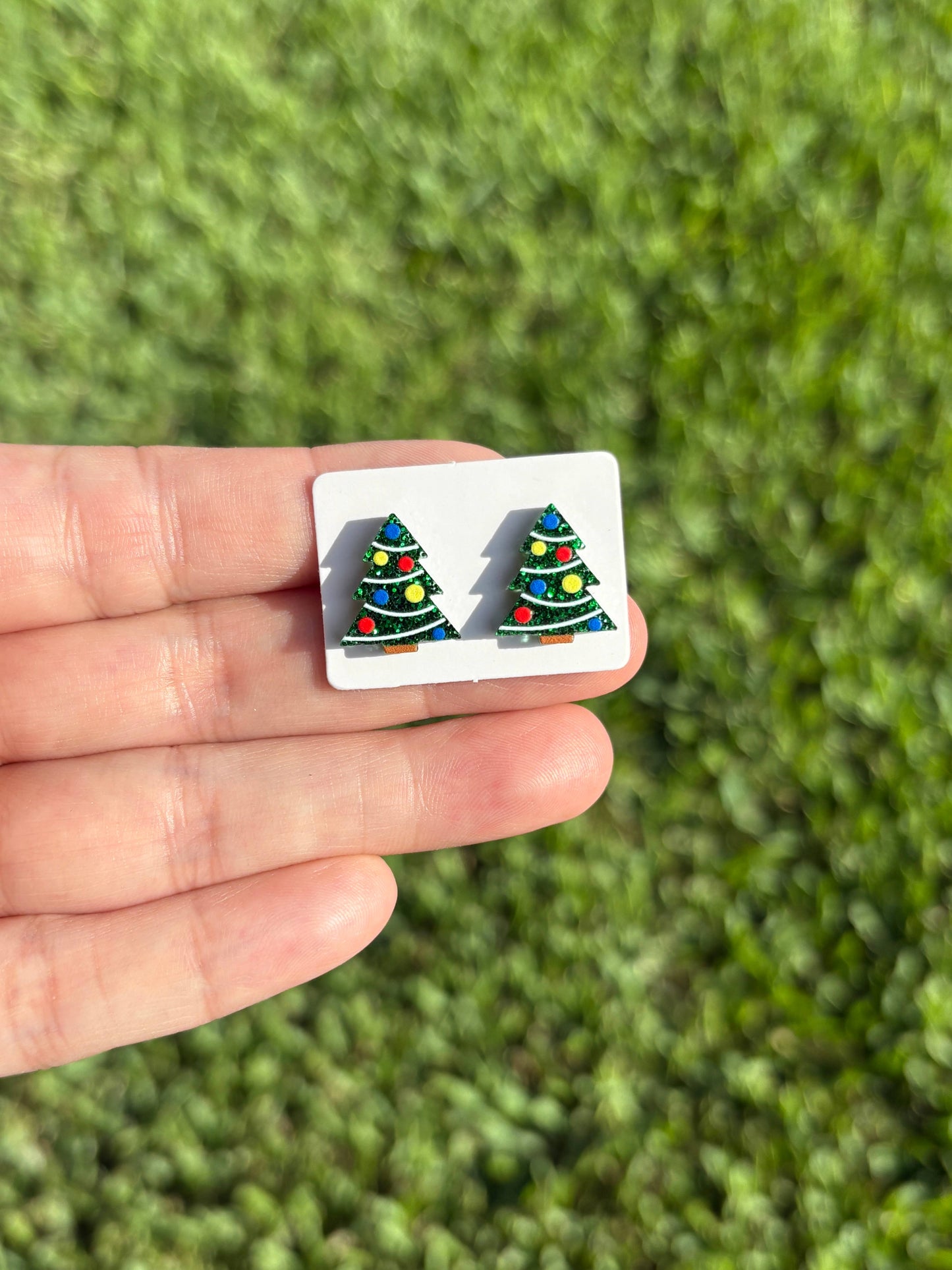 Christmas Tree Earrings, Xmas Tree Studs